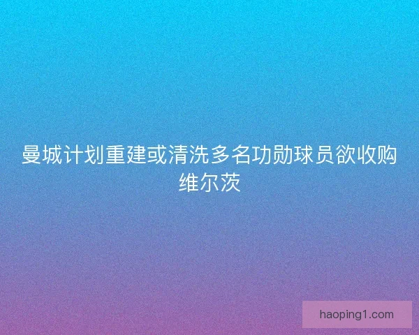 曼城计划重建或清洗多名功勋球员欲收购维尔茨