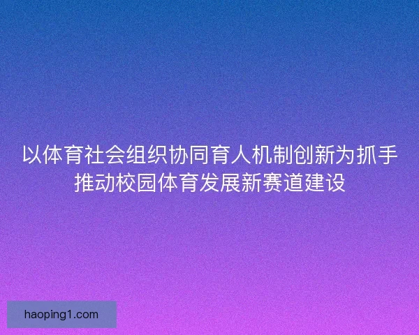 以体育社会组织协同育人机制创新为抓手推动校园体育发展新赛道建设